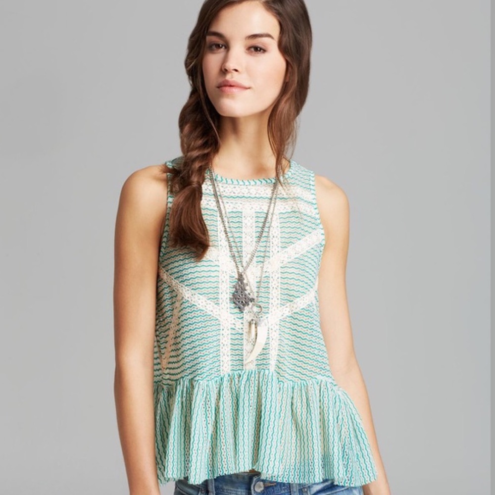 Free People Lace Peplum Top
